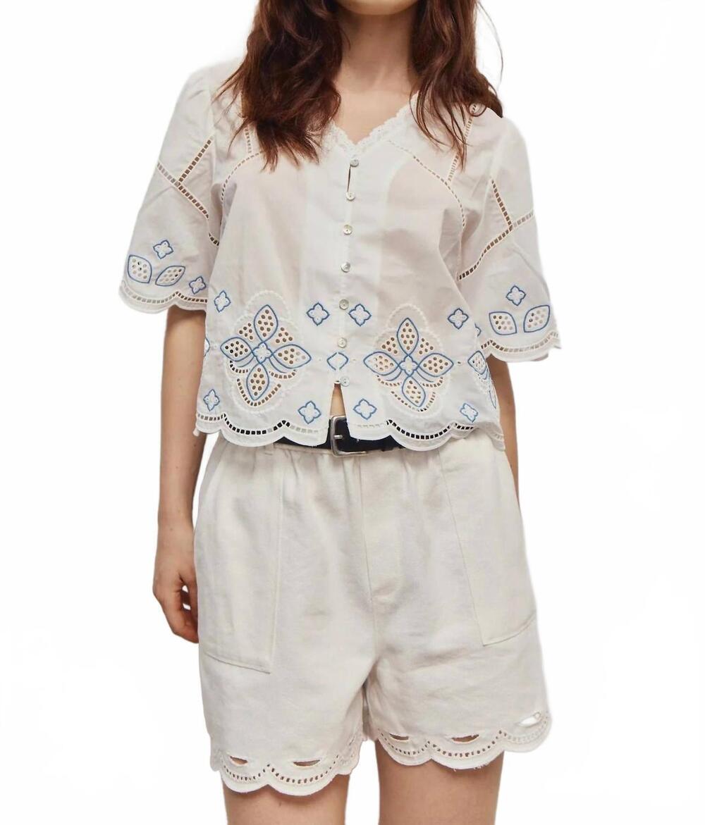 NEW MELISSA NEPTON ariana eyelet blouse in off-white